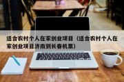 适合农村个人在家创业项目（适合农村个人在家创业项目济南到长春机票）