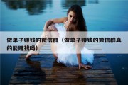做单子赚钱的微信群（做单子赚钱的微信群真的能赚钱吗）