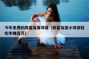 今年免费的致富加盟项目（致富加盟小项目轻松年赚百万）