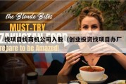 找项目找商机公司入股（创业投资找项目办厂）