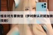 伊对相亲对方要微信（伊对刚认识就加微信说让去找她）