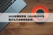 2025年赚钱项目（2020到2025年做什么行业赚钱有前景）