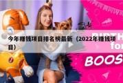 今年赚钱项目排名榜最新（2022年赚钱项目）