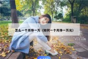 怎么一个月挣一万（如何一个月挣一万元）