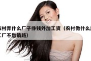 农村弄什么厂子挣钱外加工资（农村做什么加工厂不愁销路）