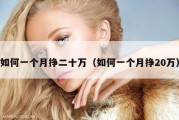 如何一个月挣二十万（如何一个月挣20万）