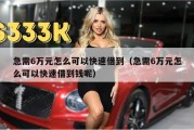 急需6万元怎么可以快速借到（急需6万元怎么可以快速借到钱呢）