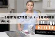 一个月赚2万的方法是什么（一个月如何赚到两万元）