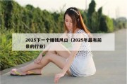 2025下一个赚钱风口（2025年最有前景的行业）