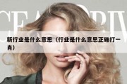 新行业是什么意思（行业是什么意思正确打一肖）