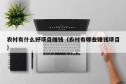 农村有什么好项目赚钱（农村有哪些赚钱项目）
