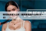 赚钱黑渠道入口网（赚钱黑渠道入口网1万一日）