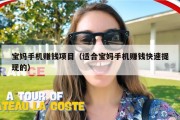 宝妈手机赚钱项目（适合宝妈手机赚钱快速提现的）