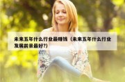 未来五年什么行业最赚钱（未来五年什么行业发展前景最好?）