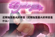 近期加盟最火的项目（近期加盟最火的项目是什么）
