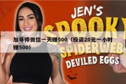 加导师微信一天赚500（投资20元一小时赚500）