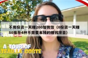 不用投资一天赚200加微信（0投资一天赚80推荐4种不需要本钱的赚钱项目）