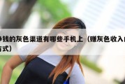 挣钱的灰色渠道有哪些手机上（赚灰色收入的方式）