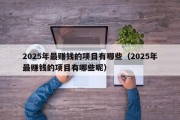 2025年最赚钱的项目有哪些（2025年最赚钱的项目有哪些呢）