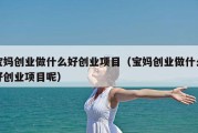 宝妈创业做什么好创业项目（宝妈创业做什么好创业项目呢）